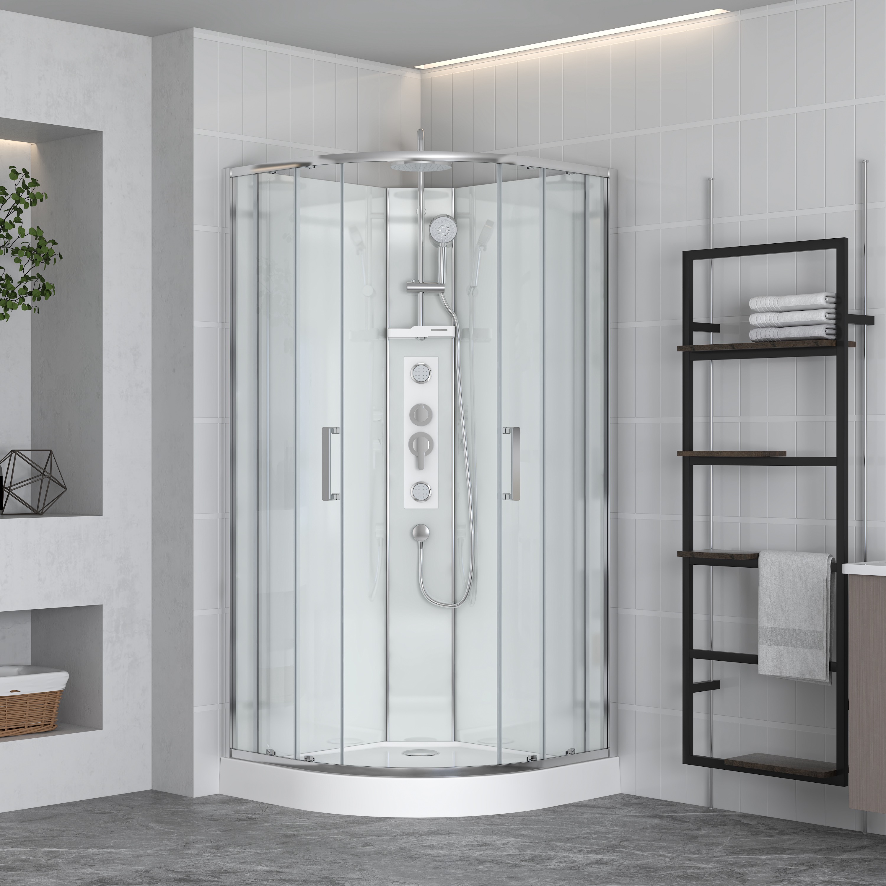 CLARITY Wasserburg zuhanykabin fehér hátfallal